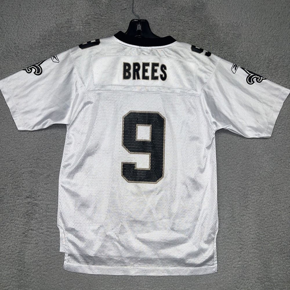 Reebok New Orleans Saints Drew Brees On Field Jersey Youth Sz L White #9 NFL Tee